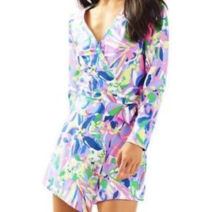 Lilly Pulitzer Tiki Wrap Romper Havin A Blast Purple Floral